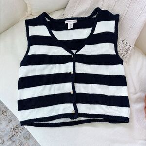 Sincerely Jules Navy and White Knit Vest